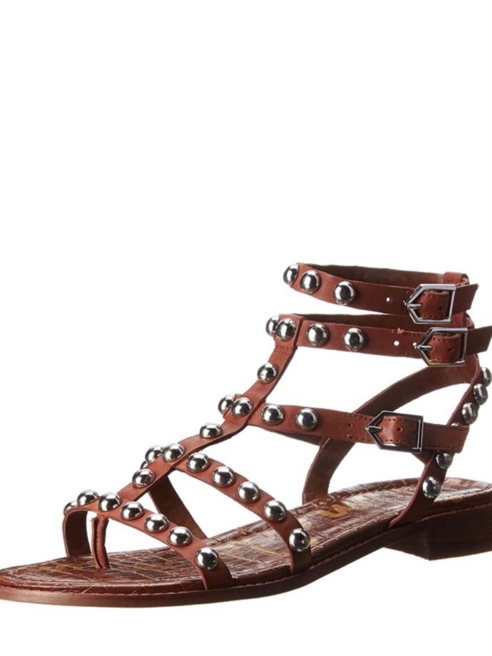 Sam Edelman Eavan Studded Gladiator Sandal Brown Leather Domed Metal Studs 6.5